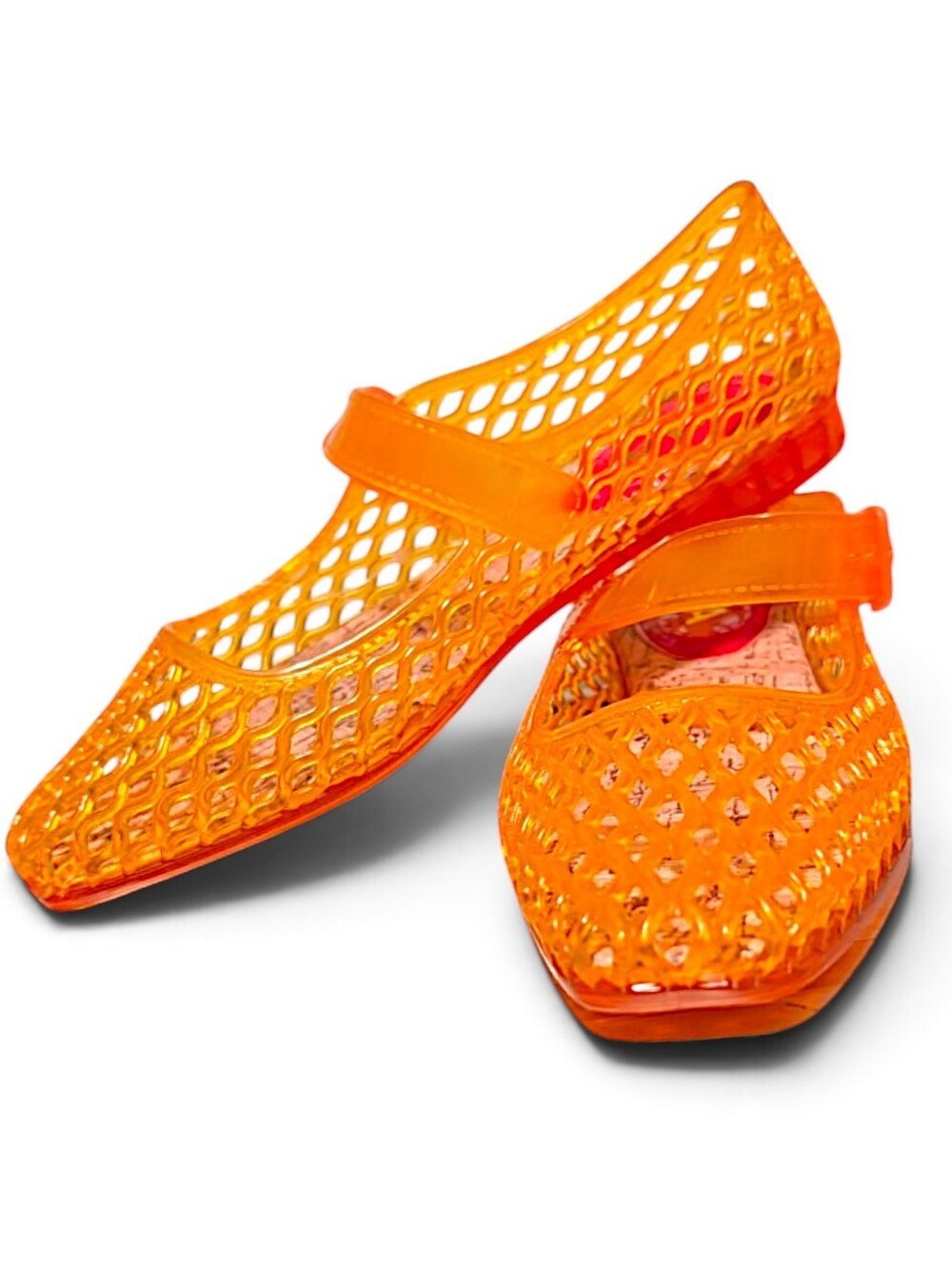 MIA Orange Jelly Mary Jane Sandals Women's Size 6 NWOT Retro Y2K Low Heel Flats